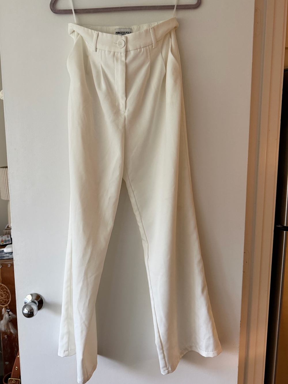 Princess Polly Cream High-Waist Wide Leg Pants